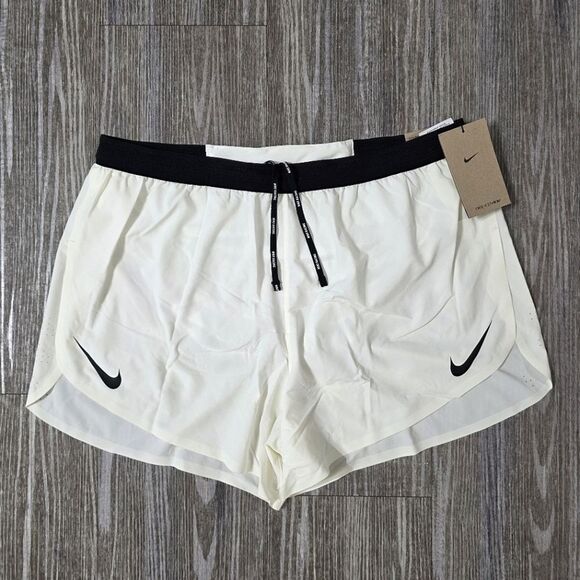 Nike Aeroswift DRI-FIT ADV 2" Lined Running Shorts L White Black FN3349-010 New - Picture 1 of 16